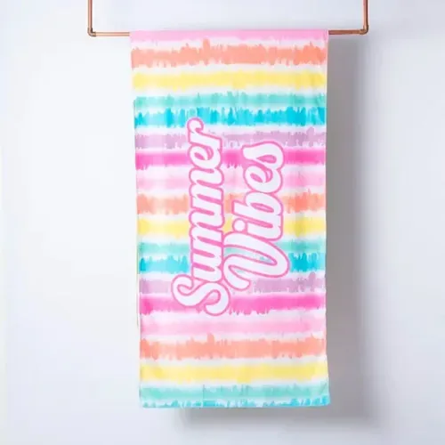 Toalla De Playa Algodón 100% Velour Estampada Coral Claro