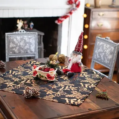Carpeta De Mesa Poliéster Estampado 73x73cm Negro