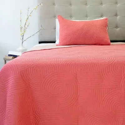 Quilt Hotpress Liso Bicolor 1.5 Plazas Poliéster Coral Claro