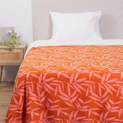 Frazada Polar Sherpa Estampada 1.5 Plazas Coral Claro