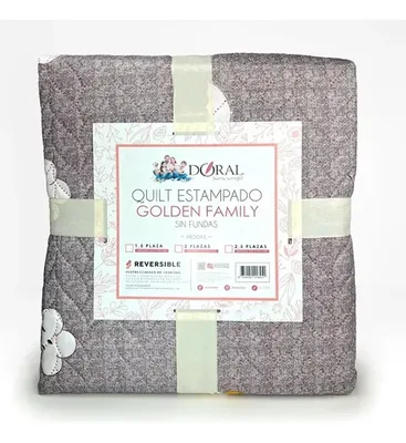 Quilt Hotpress Reversible 1.5 Plazas Poliéster Gris