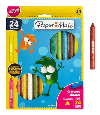 Crayones Triangulares Paper Mate 24 Colores Coral Claro