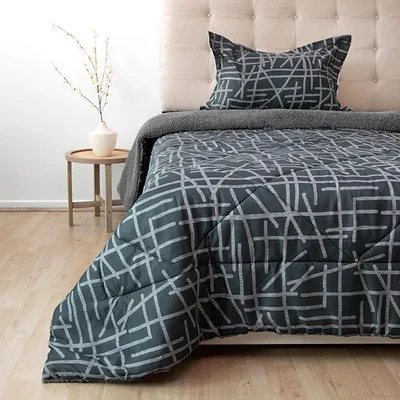Plumón Sherpa Estampado Deluxe 1.5 Plazas Poliéster Coral Claro