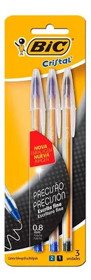 Bolígrafo Bic Cristal Fino Set 3 Unidades Amarillo