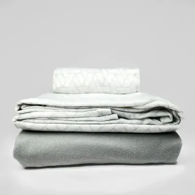 Set De Sábanas De Polar Estampada 1 Plaza Gris