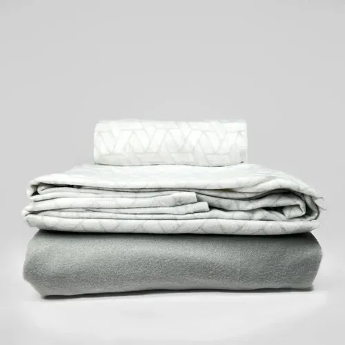 Set De Sábanas De Polar Estampada 1 Plaza Gris