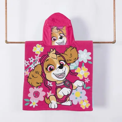 Toalla De Playa Microfibra Con Capucha Paw Patrol Coral Claro