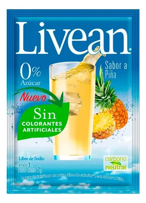 Jugo En Polvo Piña Sabor Natural Livean 7g