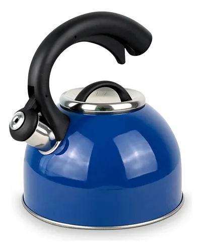 Tetera Acero Inoxidable 2.5 Litros Con Silbato Azul