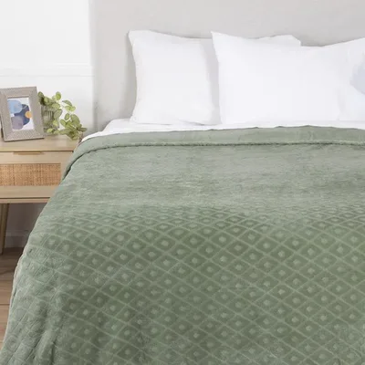 Frazada Coral Embossed Poliéster 2.5 Plazas Verde