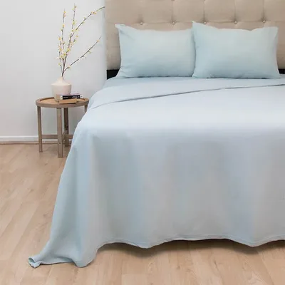 Set De Sábanas Polar Bicolor King Celeste Térmica Celeste