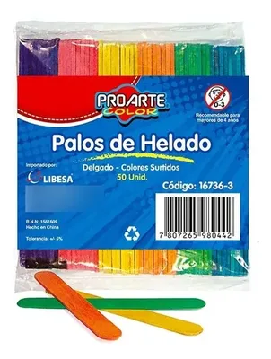 Palos De Helado Madera Delgada 50 Unidades