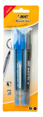 Bolígrafo Bic Round Stic Set 3 Unidades Punta 1mm Amarillo