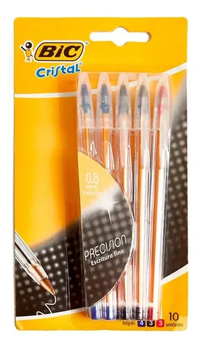 Set Bolígrafos Bic Cristal Fino Surtido 10 Unidades Amarillo