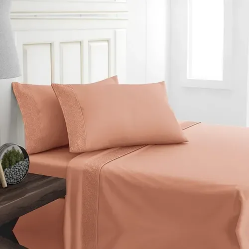Set De Sábanas Microfibra Broderie 2 Plazas Coral