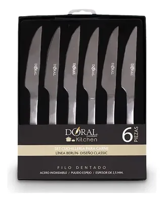 Set De Cuchillos De Carne Acero Inoxidable Pulido