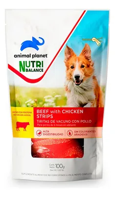 Snack Para Perros Tiritas Vacuno Pollo 100gr