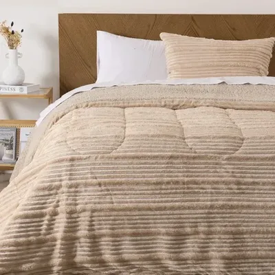 Plumón Corduroy Sherpa 1.5 Plazas Poliéster Coral