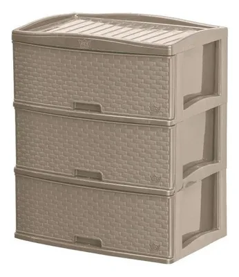 Cómoda Plástica 3 Gavetas Organizador Taupe Coral Claro