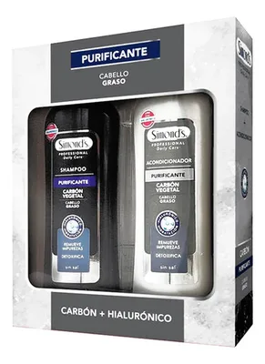 Set Shampoo Acondicionador Carbón Purificante Cabello Graso