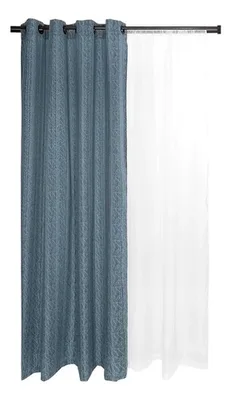 Set Cortinas Navideñas Polialgodón 8 Piezas Celeste