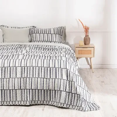 Set De Sábanas Quilt Estampado 2 Plazas Reversible Verde Oscuro
