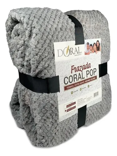 Frazada Térmica Coral Pop 1.5 Plazas Poliéster Gris