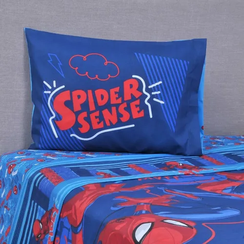 Set De Sábanas Microfibra Single Spiderman City Verde Oscuro