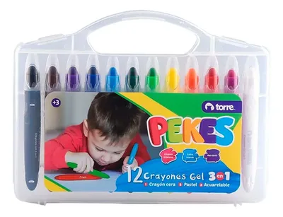 Crayones Gel 12 Colores 3 En 1 Torre Infantil Coral Claro