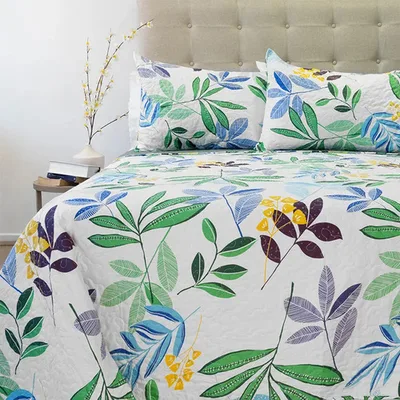 Quilt Stitchy Estampado 2 Plazas Poliéster Floral Coral Claro
