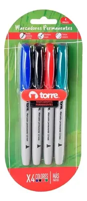 Marcadores Permanentes Punta Redonda Set 4 Colores