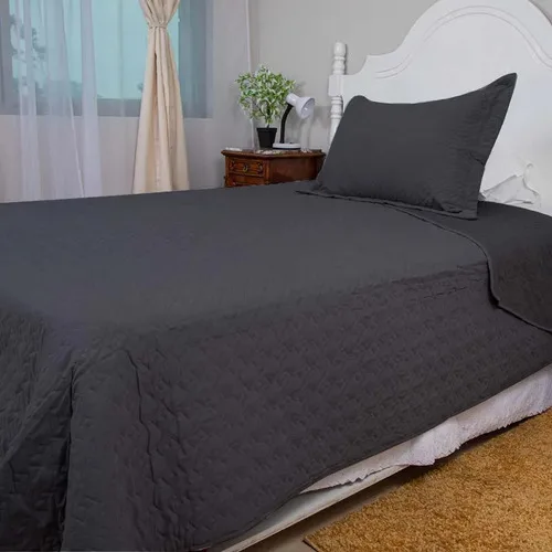 Quilt Velvety Poliéster 1.5 Plaza Negro Negro