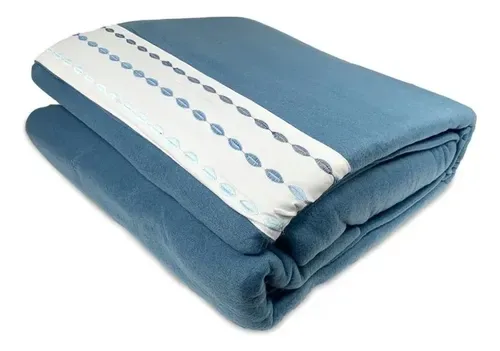 Set De Sábanas Polar Bordadas 2.5 Plazas Azul