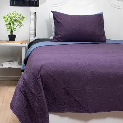 Quilt Hotpress Liso Bicolor 1.5 Plazas Poliéster Coral Claro