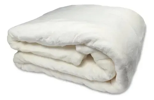 Frazada Flannel Térmica 2 Plazas Poliéster Crema
