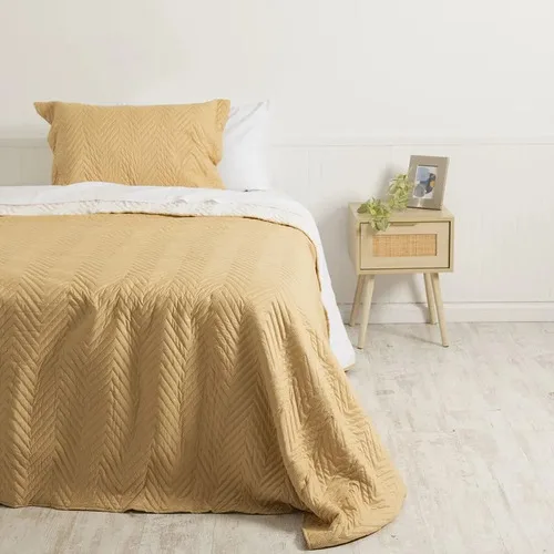Quilt Sherpa Liso 1.5 Plazas Poliéster Suave Amarillo
