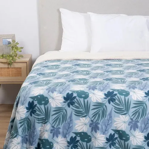 Frazada Polar Sherpa Estampada 2.5 Plazas Coral Claro