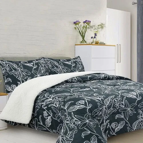 Plumón Sherpa Estampado 2 Plazas Poliéster Suave Coral Claro