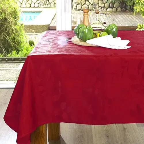 Mantel Jacquard Rectangular Poliéster Texturizado Coral Claro