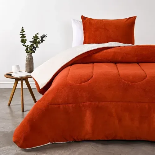 Plumón Coral Sherpa 1.5 Plazas Poliéster Suave Coral Claro
