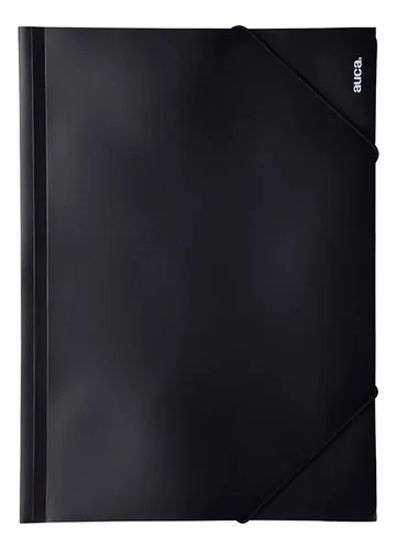 Carpeta Pvc Cartera Con Elástico Negra Negro
