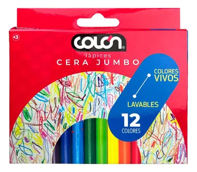 Lápices Cera Jumbo 12 Colores Lavables Multicolor