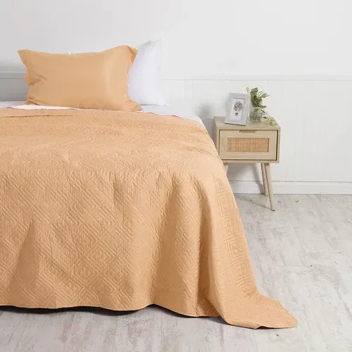 Quilt Cordoba Liso Reversible 1.5 Plaza Poliéster Coral Claro