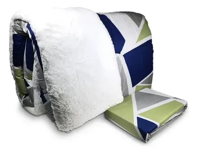 Set De Sábanas Microfibra 2 Plazas Con Plumón Sherpa Verde Oscuro