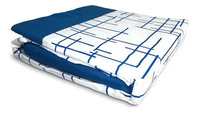 Set De Sábanas Aterciopelada 2 Plazas Rayas Azul Azul