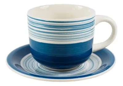 Set De Tazas Cerámica 6 Piezas Con Platillos Blanco