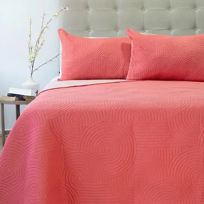 Quilt Bicolor Hotpress 2 Plazas Poliéster Coral Claro