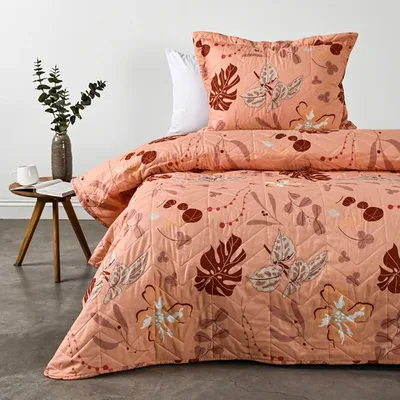 Quilt Estampado 1.5 Plazas Microfibra Sintética Coral Claro