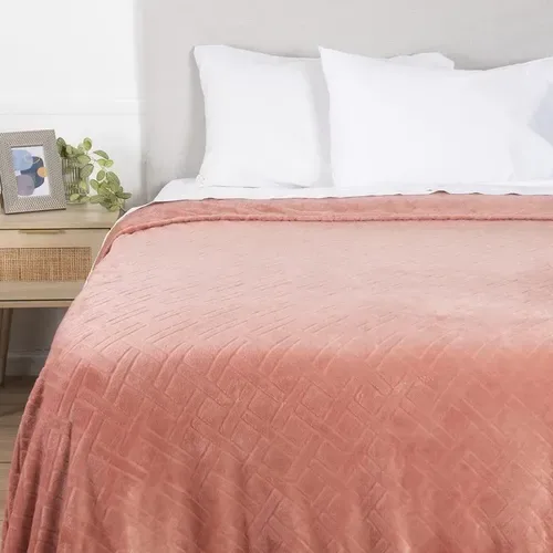 Frazada Flannel Poliéster 2.5 Plazas Suave Coral Claro