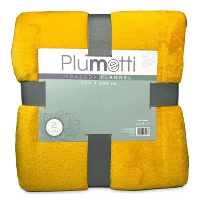 Frazada Flannel Térmica 2 Plazas Poliéster Amarillo